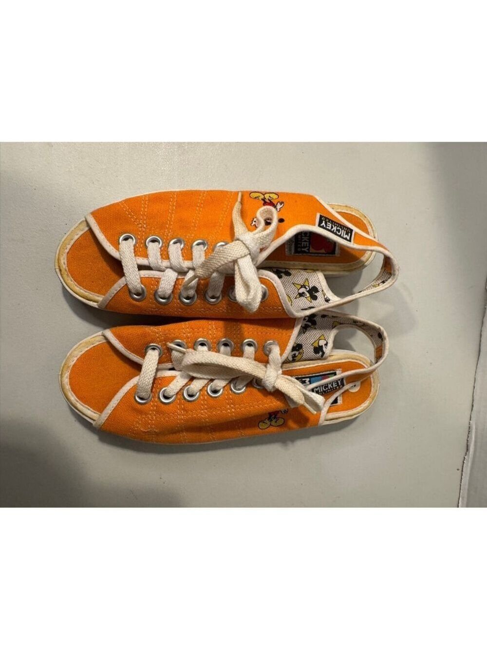 Mickey Unlimited Orange Canvas Sneakers Kids Size 6